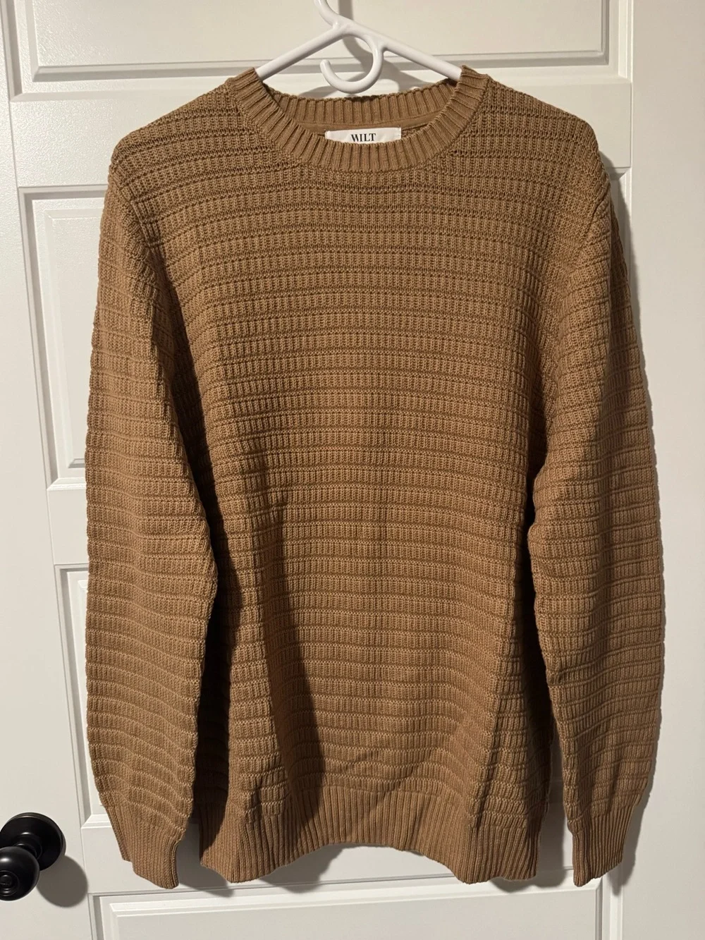 NWT Wilt 100% Cotton Crewneck Sweater, Tan, Size Large